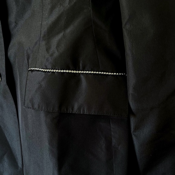 Susanne Spatt Silk Rhinestone Trench Jacket Black Size 34 NWOT - Picture 5 of 10